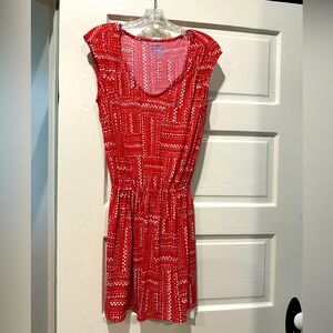 Southern Tide Red and White Midi Dress